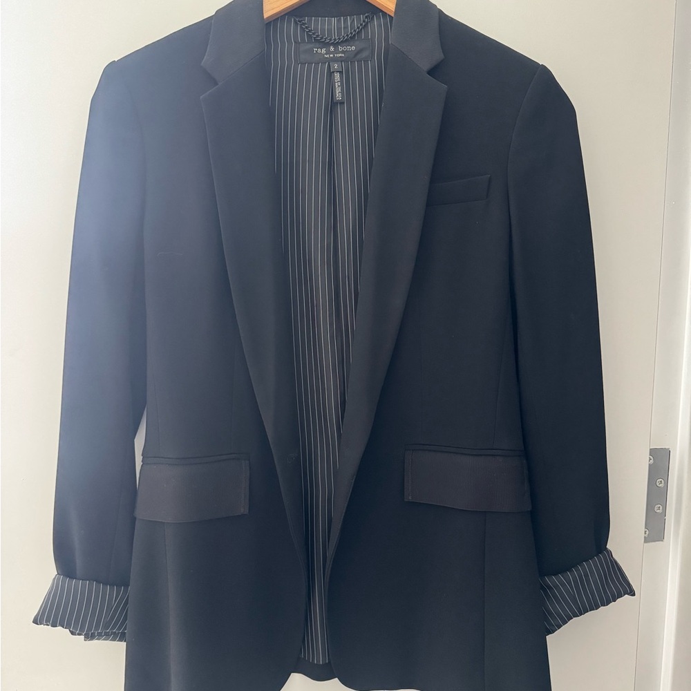 Black Blazer with Striped Lining
